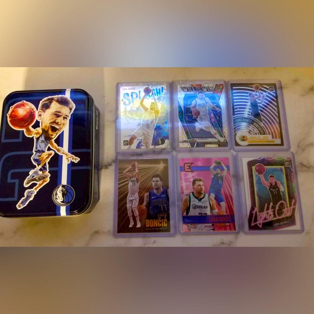 LUKA DONCIC Collector NBA Tin + (6) LUKA DONCIC Player Cards - Collectors BUNDLE